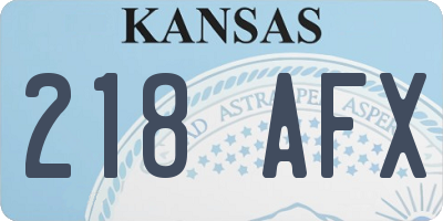 KS license plate 218AFX