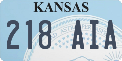 KS license plate 218AIA