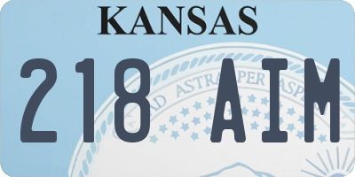 KS license plate 218AIM
