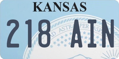 KS license plate 218AIN