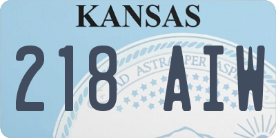 KS license plate 218AIW