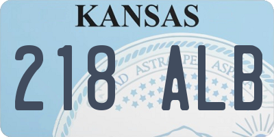 KS license plate 218ALB