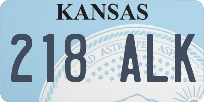 KS license plate 218ALK