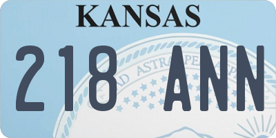 KS license plate 218ANN