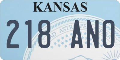 KS license plate 218ANO
