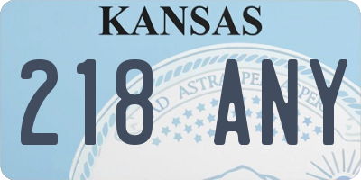 KS license plate 218ANY