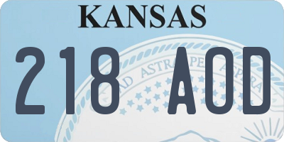 KS license plate 218AOD