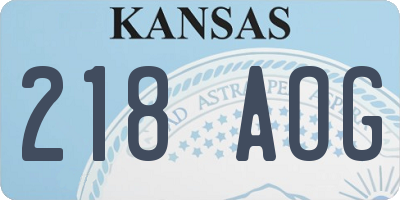 KS license plate 218AOG
