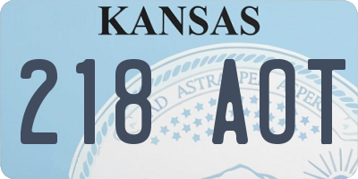 KS license plate 218AOT