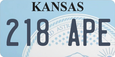 KS license plate 218APE