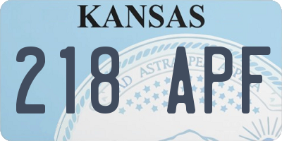 KS license plate 218APF