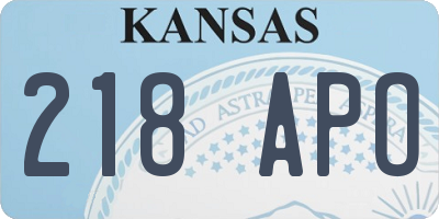 KS license plate 218APO