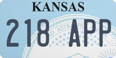 KS license plate 218APP