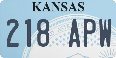 KS license plate 218APW