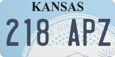 KS license plate 218APZ