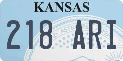 KS license plate 218ARI