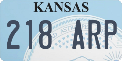 KS license plate 218ARP