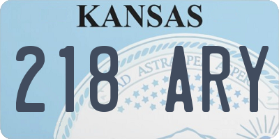 KS license plate 218ARY