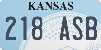 KS license plate 218ASB