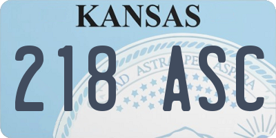 KS license plate 218ASC