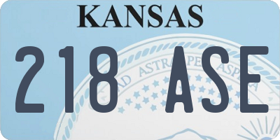 KS license plate 218ASE