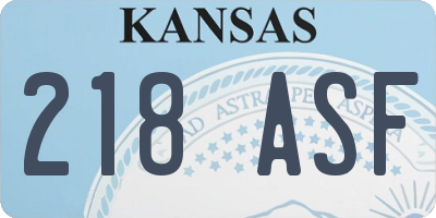 KS license plate 218ASF