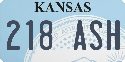KS license plate 218ASH