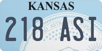 KS license plate 218ASI