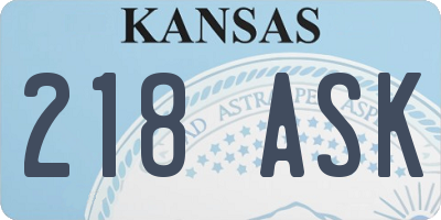 KS license plate 218ASK