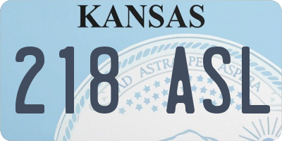 KS license plate 218ASL