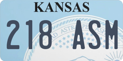 KS license plate 218ASM