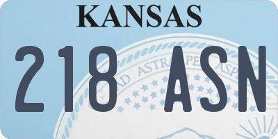 KS license plate 218ASN