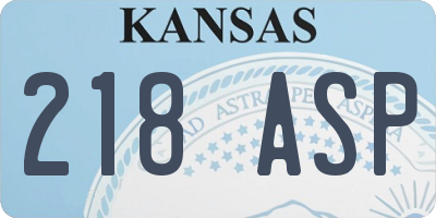KS license plate 218ASP