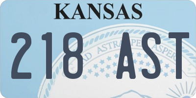 KS license plate 218AST