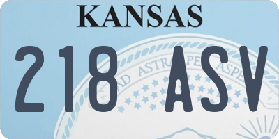 KS license plate 218ASV