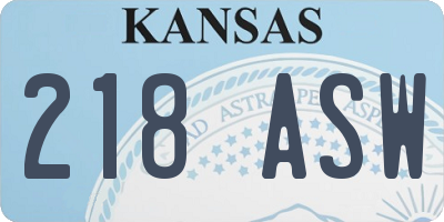KS license plate 218ASW