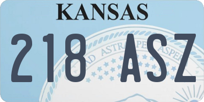 KS license plate 218ASZ