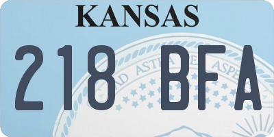KS license plate 218BFA