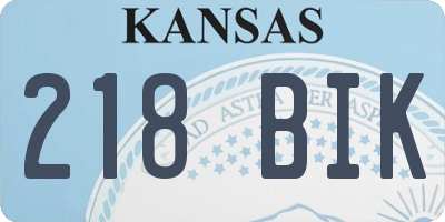 KS license plate 218BIK
