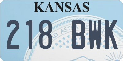 KS license plate 218BWK