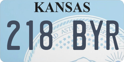 KS license plate 218BYR