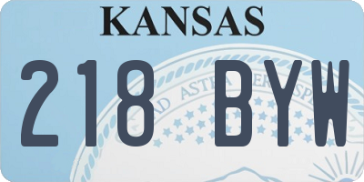KS license plate 218BYW