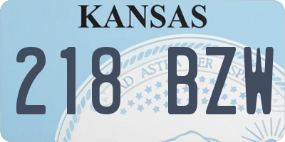 KS license plate 218BZW