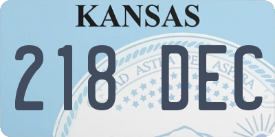 KS license plate 218DEC
