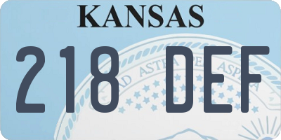 KS license plate 218DEF