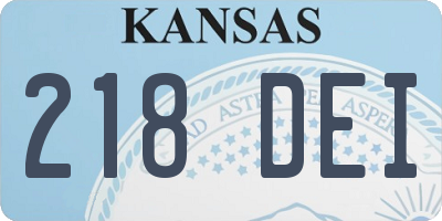 KS license plate 218DEI