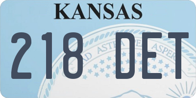 KS license plate 218DET