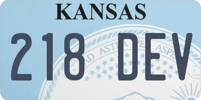 KS license plate 218DEV