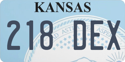 KS license plate 218DEX