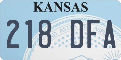 KS license plate 218DFA